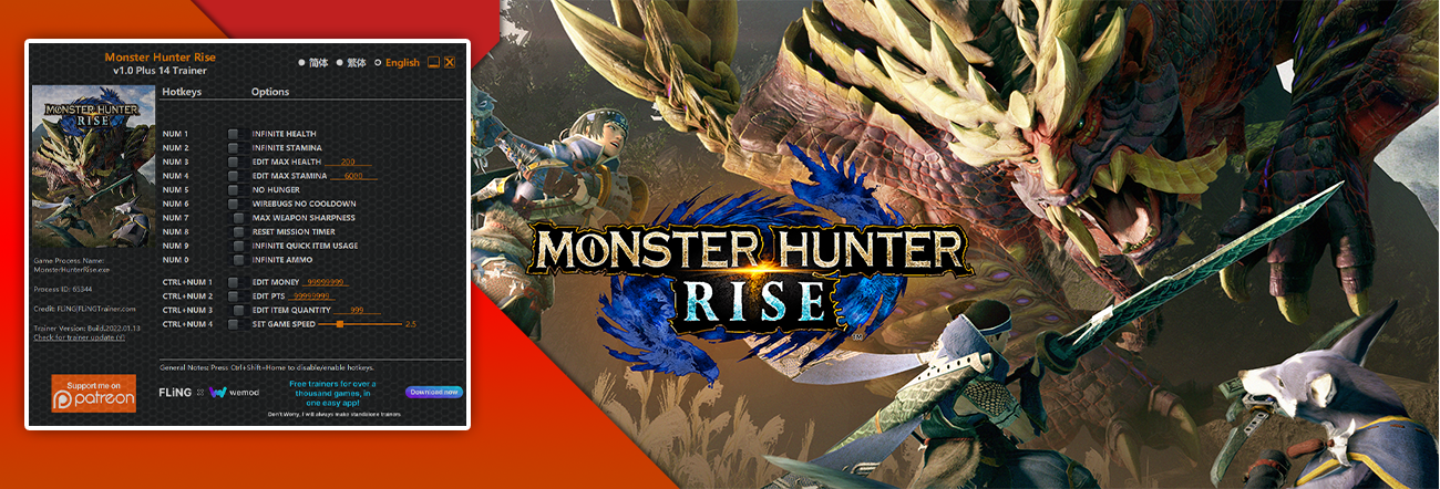 Monster Hunter Rise Trainer – FLiNG